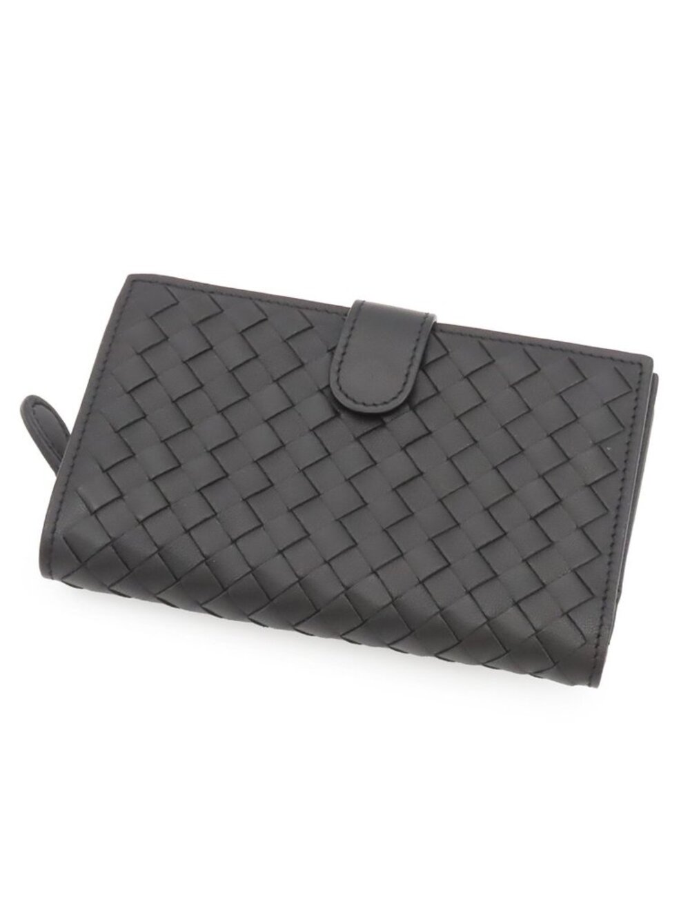 Bottega Veneta Wallet Black Leather Intrecciato Bifold